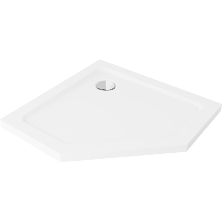 Mexen Flat pentagonal slim shower tray 90 x 90 cm, white, chrome siphon - 41P109090