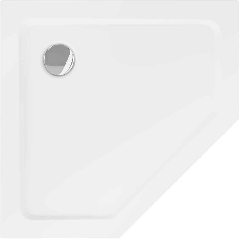 Mexen Flat πενταγωνικό ντουζιέρα slim 90 x 90 cm, λευκό, σιφώνιο χρώμιο - 41P109090