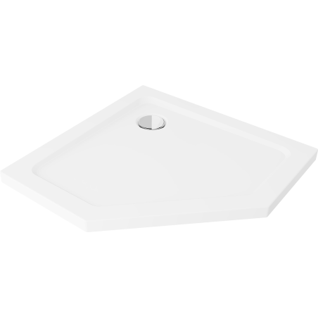 Mexen Flat Πεντάγωνο στενό ντους 100 x 100 cm, λευκό, σιφόνι χρωμίου - 41P101010