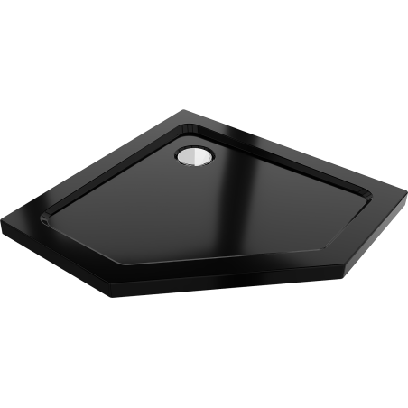 Mexen Flat plato de ducha pentagonal slim 100 x 100 cm, negro, sifón cromo - 41P701010