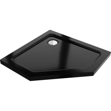 Mexen Flat vijfhoekige douchebak slim 100 x 100 cm, zwart, sifon chroom - 41P701010