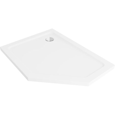 Mexen Flat viisikulmainen matala suihkuallas vasen 90 x 80 cm, valkoinen, kromattu hajulukko - 41P108090L