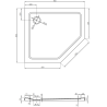 Mexen Flat ντουζιέρα πεντάγωνη slim αριστερή 90 x 80 cm, λευκή, σιφόνι χρώμιο
