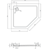 Mexen Flat plato de ducha pentagonal slim izquierdo 90 x 80 cm, blanco, sifón cromado - 41P108090L