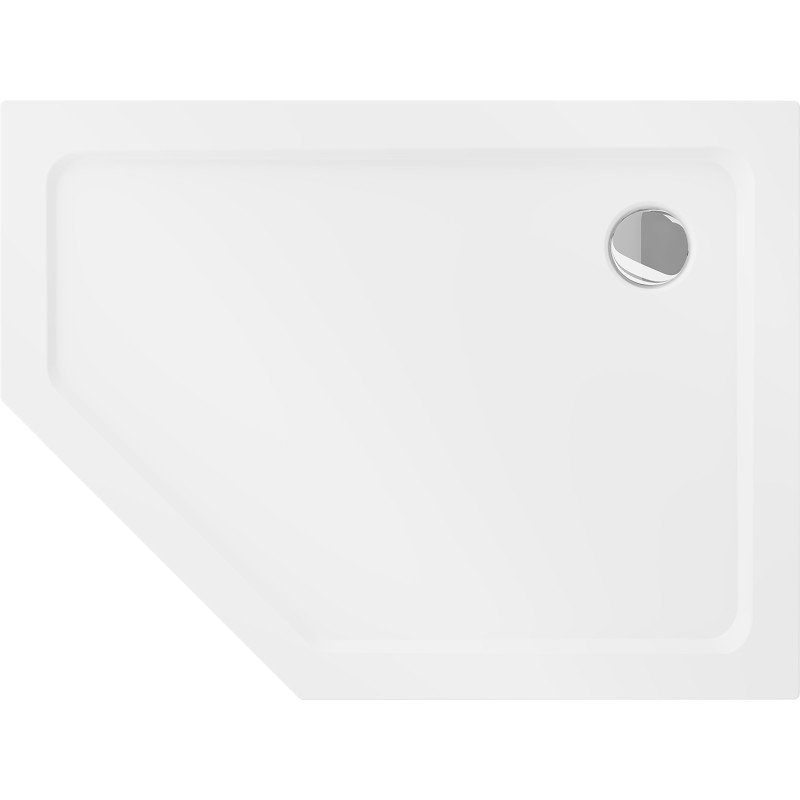 Mexen Flat πενταγωνικό ντους slim δεξί 90 x 80 cm, λευκό, σιφόνι χρώμιο - 41P108090R