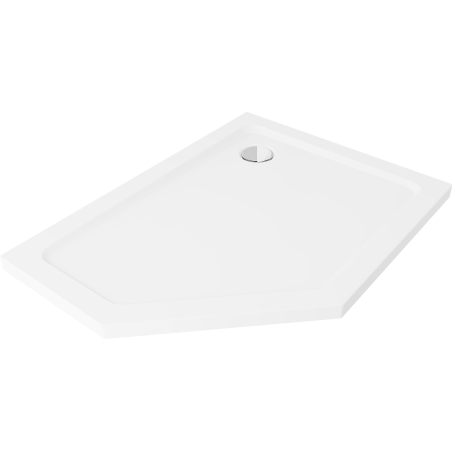 Mexen Flat tanka petkotna tuš kad slim desna 90 x 80 cm, bela, sifon krom - 41P108090R
