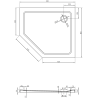 Mexen Flat plato de ducha pentagonal slim derecho 90 x 80 cm, blanco, desagüe cromado - 41P108090R