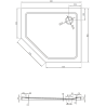 Mexen Flat tanka petkotna tuš kad slim desna 90 x 80 cm, bela, sifon krom - 41P108090R