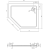 Mexen Flat Pentagonale, flache Duschwanne, rechts, 100 x 80 cm, weiß, Chrom-Siphon - 41P108010R