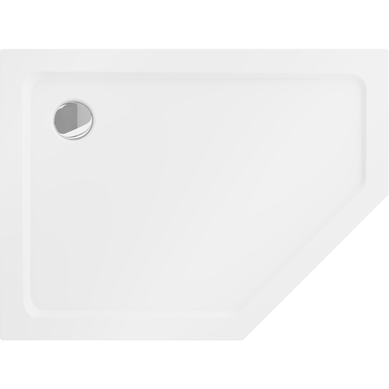 Mexen Flat pentagonāls dušas paliktnis slim kreisais 100 x 90 cm, balts, sifons hroms - 41P109010L