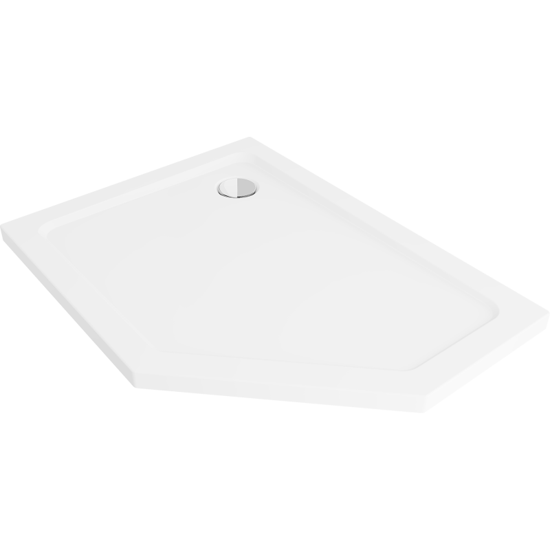 Mexen Flat brodzik pięciokątny slim lewy 100 x 90 cm, biały, syfon chrom - 41P109010L