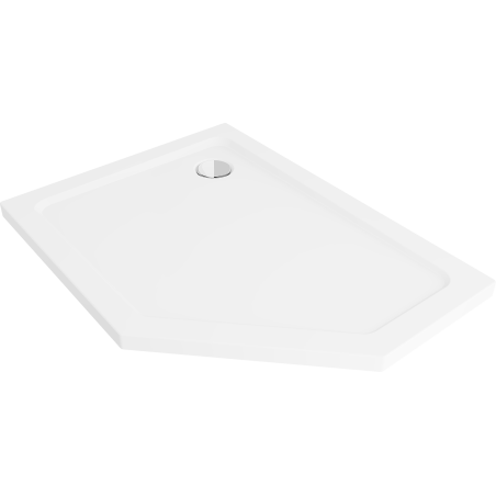 Mexen Flat πενταγωνικό ντους slim αριστερό 100 x 90 cm, λευκό, σιφόνι χρωμέ - 41P109010L