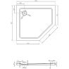 Mexen Flat Fünfeck-Duschwanne Slim Links 100 x 90 cm, Weiß, Siphon Chrom - 41P109010L