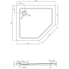 Mexen Flat πενταγωνικό ντους slim αριστερό 100 x 90 cm, λευκό, σιφόνι χρωμέ - 41P109010L