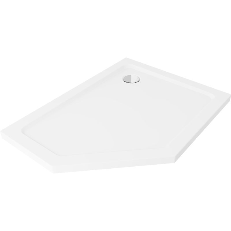 Mexen Flat brodzik pięciokątny slim prawy 100 x 90 cm, biały, syfon chrom - 41P109010R