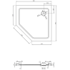 Mexen Flat pentadusch slim 90 x 90 cm, vit, kromad avloppssifon - 41P109090