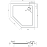 Mexen Flat piatto doccia pentagonale slim 90 x 90 cm, bianco, sifone cromato - 41P109090