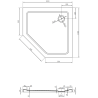 Mexen Flat plato de ducha pentagonal slim 100 x 100 cm, negro, sifón cromo - 41P701010