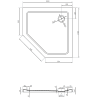 Mexen Flat vijfhoekige douchebak slim 100 x 100 cm, zwart, sifon chroom - 41P701010