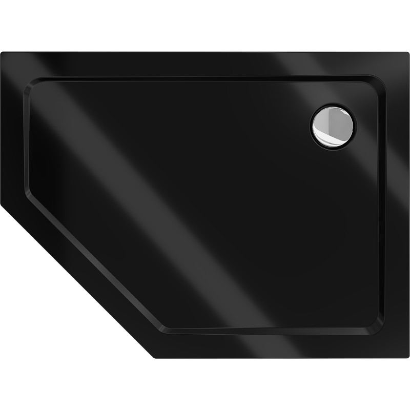 Mexen Flat duchaquin de cinco lados slim derecho 90 x 80 cm, negro, sifón cromo - 41P708090R