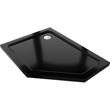 Mexen Flat λεπτή αριστερή πενταγωνική ντουζιέρα 100 x 80 cm, μαύρη, σιφόνι