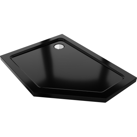 Mexen Flat Pentagonale Duschwanne Slim Links 100 x 80 cm, schwarz, Siphon Chrom - 41P708010L