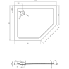 Mexen Flat λεπτή αριστερή πενταγωνική ντουζιέρα 100 x 80 cm, μαύρη, σιφόνι