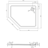 Mexen Flat plato de ducha pentagonal slim derecho 100 x 80 cm, negro, sifón cromo - 41P708010R