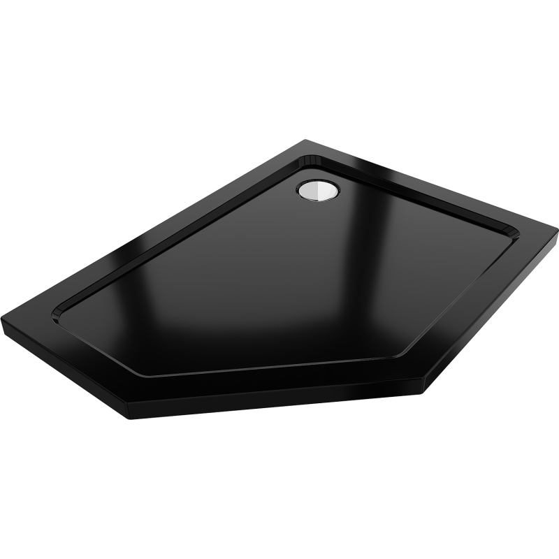 Mexen Flat piecstūru dušas baseins slim labais 100 x 90 cm, melns, sifons hroms - 41P709010R