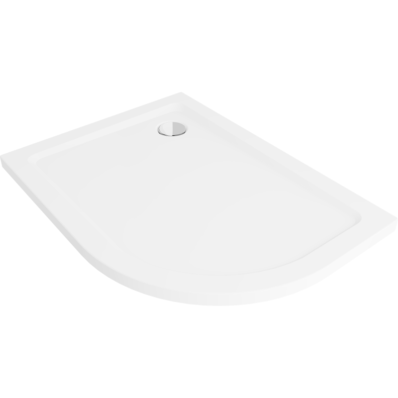 Mexen Flat brodzik półokrągły slim lewy 90 x 80 cm, biały, syfon chrom - 41108090L