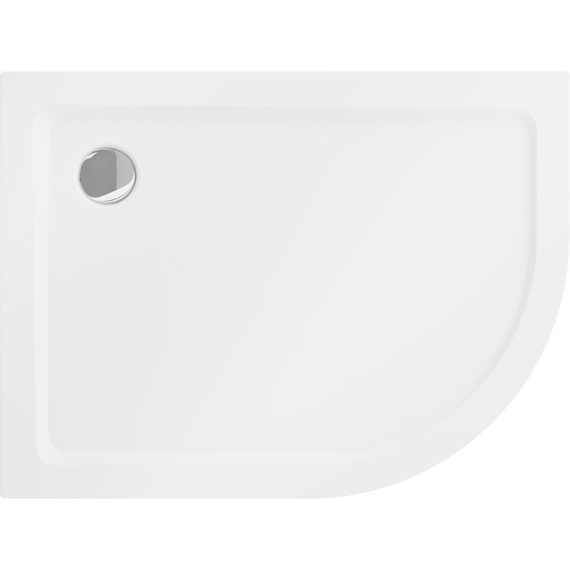 Mexen Flat plato de ducha semicircular slim izquierdo 90 x 80 cm, blanco, sifón cromado - 41108090L