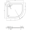 Mexen Flat slanke, halfronde douchebak links 90 x 80 cm, wit, sifon chroom - 41108090L