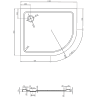 Mexen Flat semi-circular slim left shower tray 100 x 80 cm, white, chrome siphon - 41108010L
