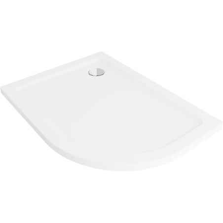 Mexen Flat Slim-Duschwanne Halbkreis links 100 x 90 cm, weiß, Chrom-Siphon - 41109010L