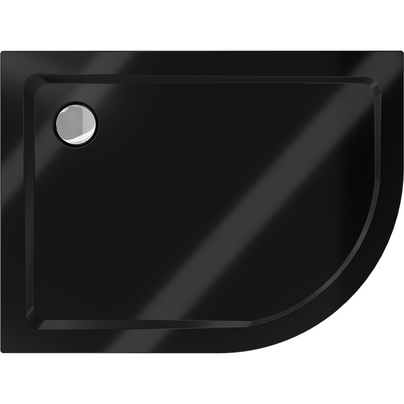 Mexen Flat ημικυκλικό ντους slim αριστερό 90 x 80 cm, μαύρο, σιφόνι χρώμιο - 41708090L