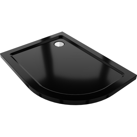 Mexen Flat brodzik półokrągły slim lewy 100 x 80 cm, czarny, syfon chrom - 41708010L