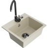 Mexen Milo évier en granit 1 bac avec robinet de cuisine Telma, beige - 6505-69-670200-70