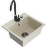 Mexen Milo granitische gootsteen 1-komorige met keukenkraan Telma, beige - 6505-69-670200-70