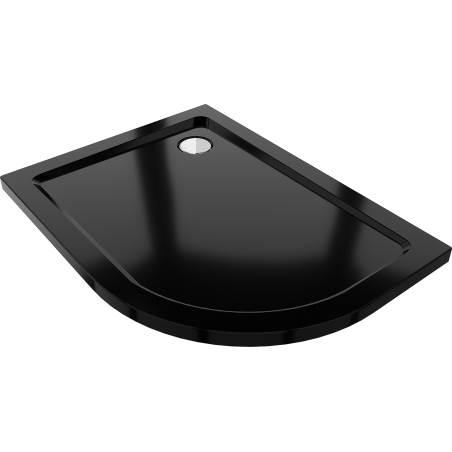 Mexen Flat plato de ducha semicircular slim izquierdo 120 x 80 cm, negro, sifón cromado - 41708012L