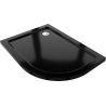 Mexen Flat semi-circular slim left shower tray 120 x 80 cm, black, chrome siphon - 41708012L