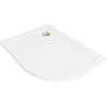 Mexen Flat slim halvcirkelformad duschkar vänster 90 x 80 cm, vit, guldig avloppssats - 41108090L-G