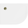 Mexen Flat slim halvcirkelformad duschkar vänster 90 x 80 cm, vit, guldig avloppssats - 41108090L-G