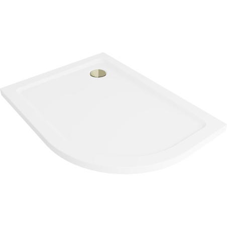 Mexen Flat plato de ducha semicircular slim izquierdo 120 x 90 cm, blanco, sifón dorado - 41109012L-G