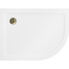 Mexen Flat semicirkelformat duschkar slim vänster 120 x 90 cm, vit, guld avlopp - 41109012L-G