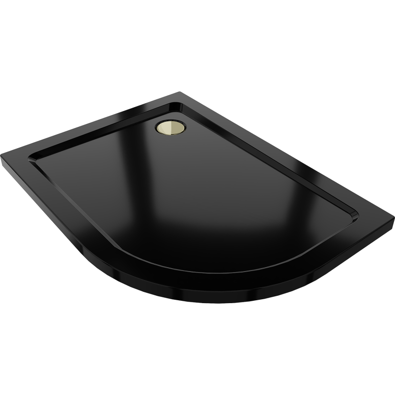 Mexen Flat stāvvanna pusapaļa slim kreisā 90 x 80 cm, melna, sifons zelta - 41708090L-G