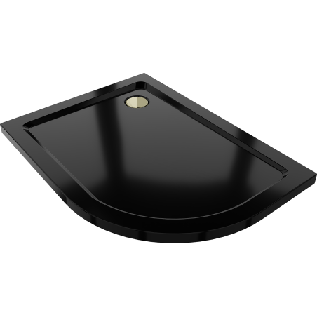 Mexen Flat Halbrunder Duschwanne Slim Links 120 x 90 cm, Schwarz, Siphon Gold - 41709012L-G