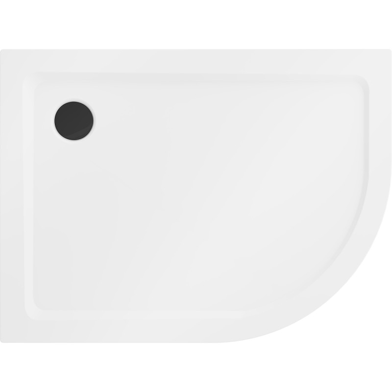 Mexen Flat plato de ducha semicircular slim izquierdo 120 x 80 cm, blanco, sifón negro - 41108012L-B