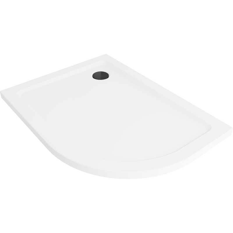 Mexen Flat brodzik półokrągły slim lewy 120 x 80 cm, biały, syfon czarny - 41108012L-B