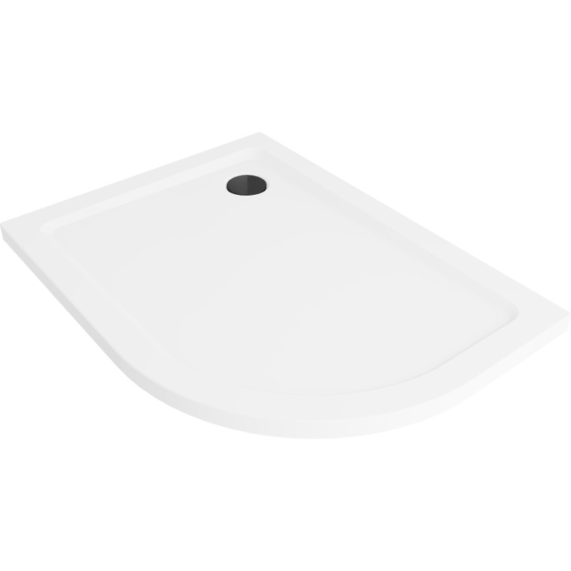 Mexen Flat receveur semi-circulaire slim gauche 120 x 80 cm, blanc, siphon noir - 41108012L-B