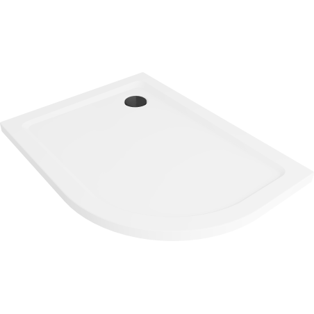 Mexen Flat ημικυκλικό ντους slim αριστερό 100 x 90 cm, λευκό, σιφόνι μαύρο - 41109010L-B